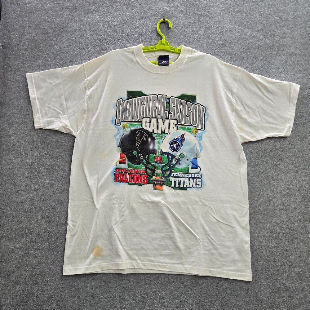 VINTAGE Falcons x Titans Men Shirts XL White Inaugural Season Game Y2K READ‎